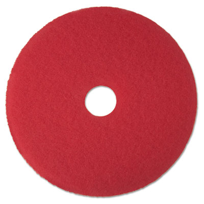 Low-Speed Buffer Floor Pads 5100, 12" Diameter, Red, 5/Carton