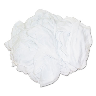 New Bleached White T-Shirt Rags, Multi-Fabric, 25 lb Polybag