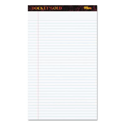 Docket Gold Ruled Perforated Pads, Wide/Legal Rule, 50 White 8.5 x 14 Sheets, 12/Pack