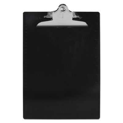 Recycled Plastic Clipboard with Ruler Edge, 1" Clip Capacity, Holds 8.5 x 11 Sheets, Black
