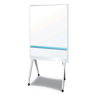 Mobile Partition Board, 38.3 x 70.8, White Surface, Light Gray Aluminum Frame