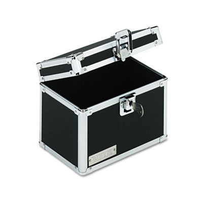 Vaultz Locking Index Card File with Flip Top, Holds 450 4 x 6 Cards, 7 x 5 x 5, Black