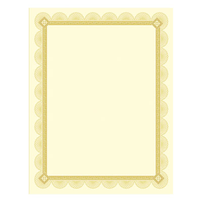 Premium Certificates, 8.5 x 11, Ivory/Gold with Spiro Gold Foil Border,15/Pack