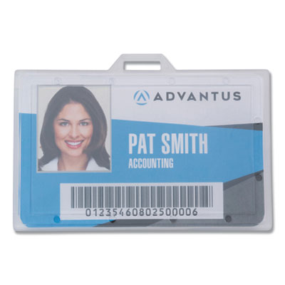 ID Card Holders, Horizontal, Clear 3.68" x 2.25" Holder, 3.38" x 2.13" Insert, 25/Pack