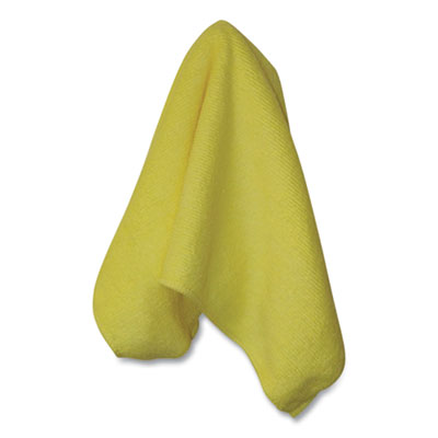 Premium Weight Microfiber Dry Cloths, 16 x 16, Yellow, 12/Pack