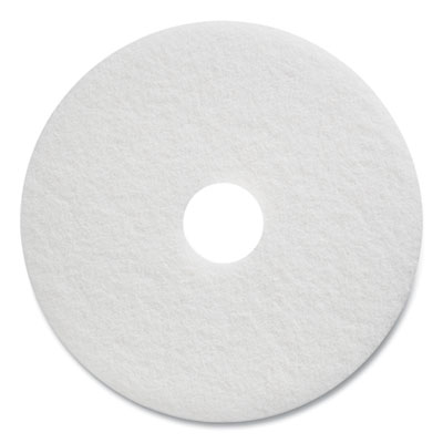Polishing Floor Pads, 17" Diameter, White, 5/Carton