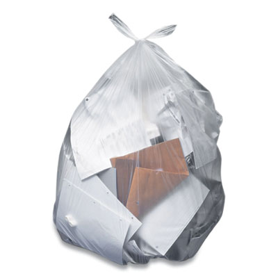 Linear Low-Density Can Liners, 60 gal, 1.3 mil, 38" x 58", Clear, 20 Bags/Roll, 5 Rolls/Carton