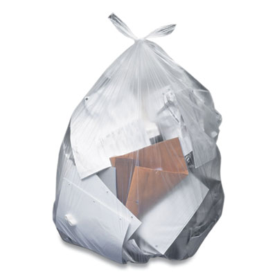 Linear Low-Density Can Liners, 60 gal, 1.5 mil, 38" x 58", Clear, 100/Carton