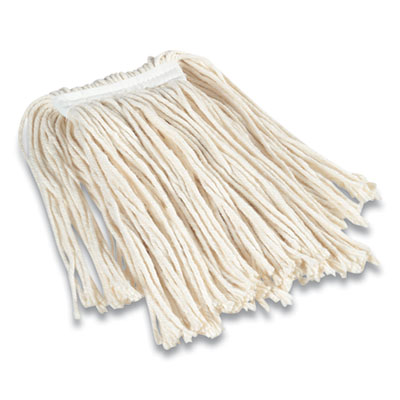 Cut-End Wet Mop Head, Cotton, #16, 1" Headband, White