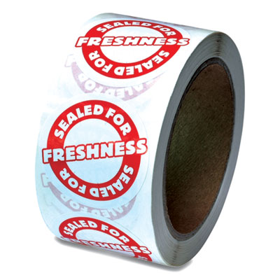 Tamper Seal Label, 2" dia, Red/White, 500/Roll, 4 Rolls/Carton