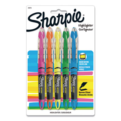 Liquid Pen Style Highlighters, Assorted Ink Colors, Chisel Tip, Assorted Barrel Colors, 5/Set