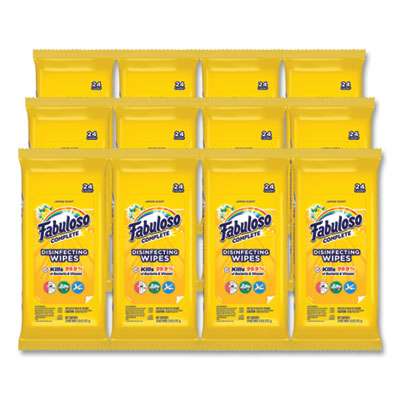 Multi Purpose Wipes, 1-Ply, 7 x 7, Lemon, White, 24/Pack, 12 Packs/Carton