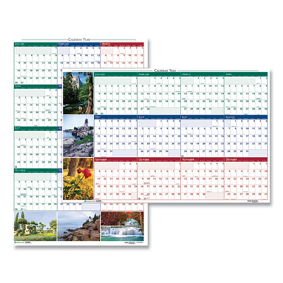 Earthscapes Recycled Reversible/Erasable Yearly Wall Calendar, Nature Photos, 32 x 48, White Sheets, 12-Month (Jan-Dec): 2024