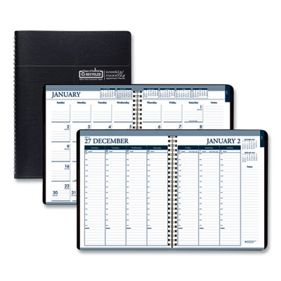 Recycled Wirebound Weekly/Monthly Planner, 11 x 8.5, Black Cover, 12-Month (Jan to Dec): 2024