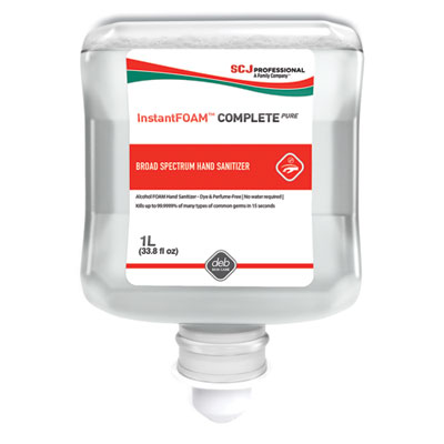 InstantFOAM COMPLETE PURE Alcohol Hand Sanitizer, 1 L Refill, Fragrance-Free, 6/Carton