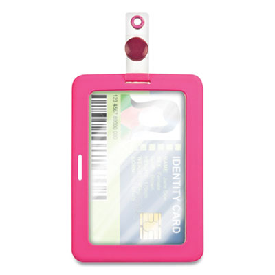 MyID Badge Holder, Vertical/Horizontal, 3 5/8 x 2 1/4, Pink, 1/ea