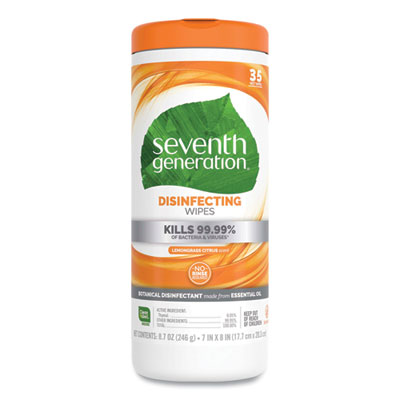 Botanical Disinfecting Wipes, 7 x 8, Lemongrass Citrus, White, 35 Wipes