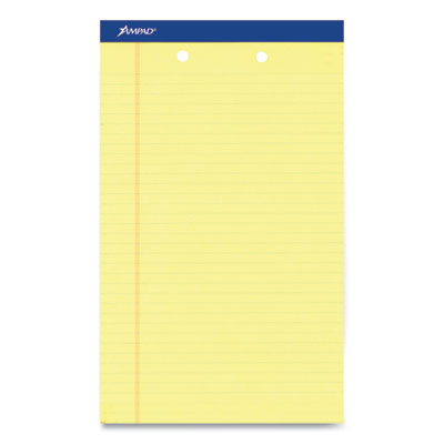 Perforated Writing Pads, Wide/Legal Rule, 50 Canary-Yellow 8.5 x 14 Sheets, Dozen