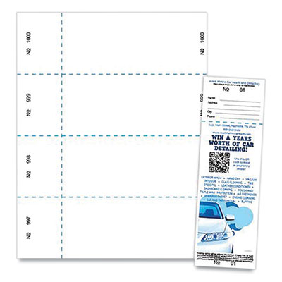 Jumbo Micro-Perforated Event/Raffle Ticket, 90 lb Index Weight, 8.5 x 11, White, 4 Tickets/Sheet, 250 Sheets/Pack