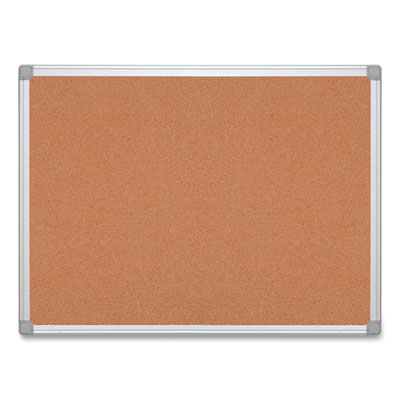 Earth Cork Board, 36 x 24, Tan Surface, Silver Aluminum Frame