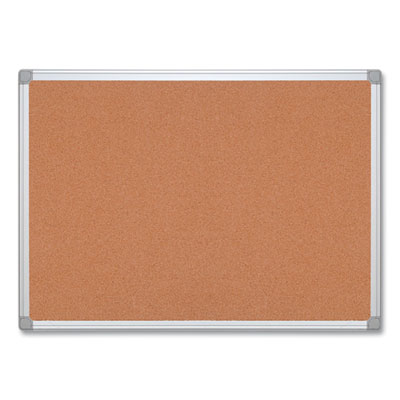 Earth Cork Board, 48 x 36, Tan Surface, Silver Aluminum Frame