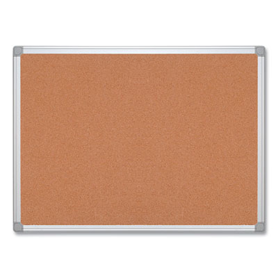 Earth Cork Board, 72 x 48, Tan Surface, Silver Aluminum Frame