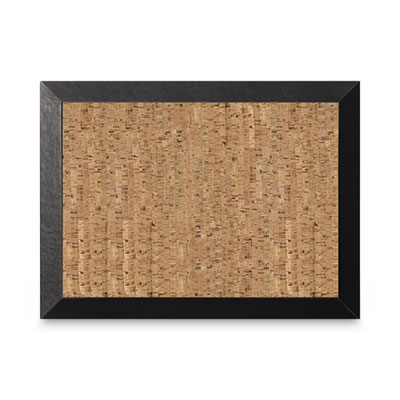 Natural Cork Bulletin Board, 36 x 24, Tan Surface, Black Wood Frame