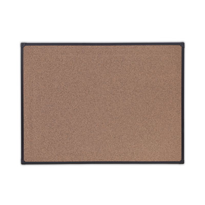 Tech Cork Board, 48 x 36, Brown Surface, Black Aluminum Frame