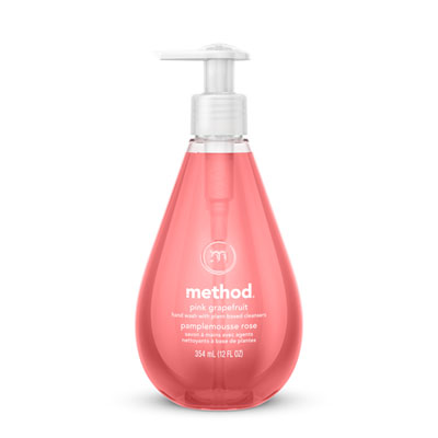 Gel Hand Wash, Pink Grapefruit, 12 oz Pump  Bottle, 6/Carton