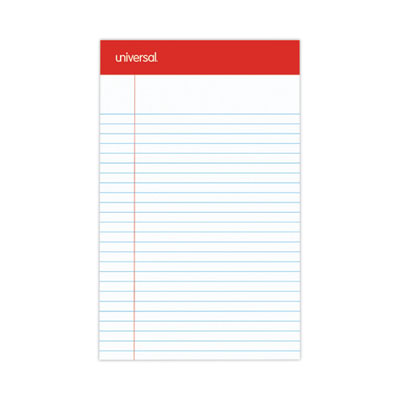 Perforated Ruled Writing Pads, Narrow Rule, Red Headband, 50 White 5 x 8 Sheets, Dozen