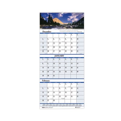 Earthscapes Recycled 3-Month Vertical Wall Calendar, Scenic Photography, 8 x 17, White Sheets, 14-Month (Dec-Jan): 2023-2025