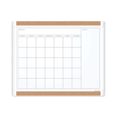 PINIT Magnetic Dry Erase Calendar with Plastic Frame, One-Month, 20 x 16, White Surface, White Plastic Frame