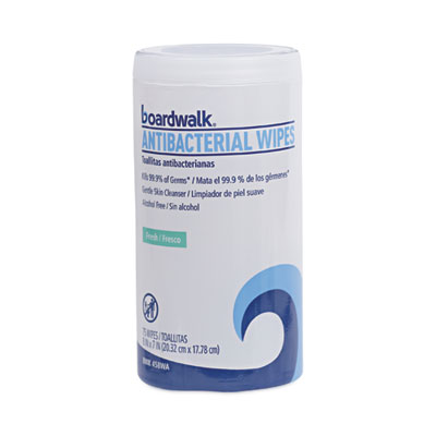 Antibacterial Wipes, 5.4 x 8, Fresh Scent, 75/Canister, 6 Canisters/Carton