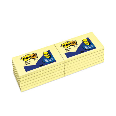 Original Canary Yellow Pop-up Refill, 3" x 5", Canary Yellow, 100 Sheets/Pad, 12 Pads/Pack