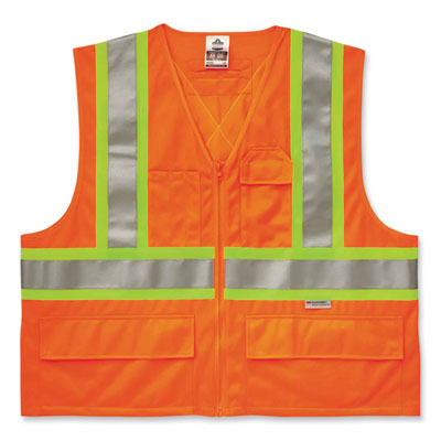 GloWear 8235ZX Class 2 Two-Tone X-Back Vest, Polyester, 2X-Large/3X-Large, Orange, Ships in 1-3 Business Days