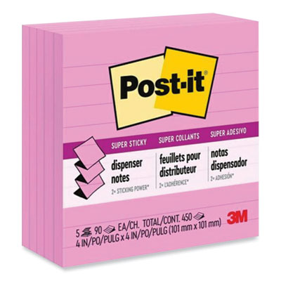 Pop-up Notes Refill, Note Ruled, 4" x 4", Neon Pink, 90 Sheets/Pad, 5 Pads/Pack