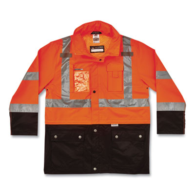 GloWear 8386 Class 3 Hi-Vis Outer Shell Jacket, Polyester, 4X-Large, Orange, Ships in 1-3 Business Days