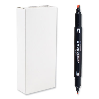 Edge Highlighters, Red Ink, Chisel/Bullet Tip, Red Barrel, 10/Box