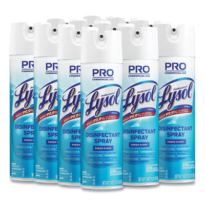 Disinfectant Spray, Fresh Scent, 19 oz Aerosol Spray, 12/Carton