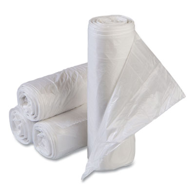 High-Density Commercial Can Liners Value Pack, 33 gal, 10 mic, 33" x 39", Clear, 25 Bags/Roll, 20 Rolls/Carton