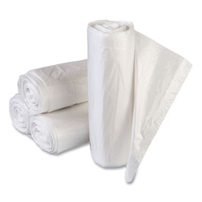 High-Density Commercial Can Liners Value Pack, 60 gal, 14 mic, 43" x 46", Clear, 25 Bags/Roll, 8 Rolls/Carton